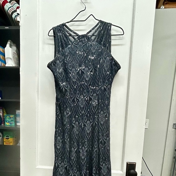 R&M Richards Gray Short Sleeve Wedding Dress - Picture 2 of 10